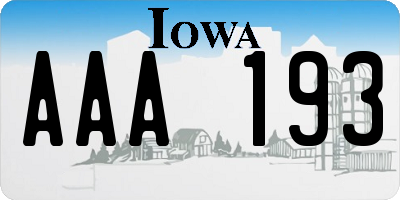 IA license plate AAA193