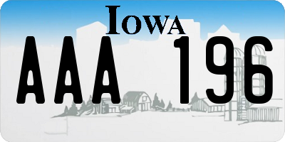 IA license plate AAA196