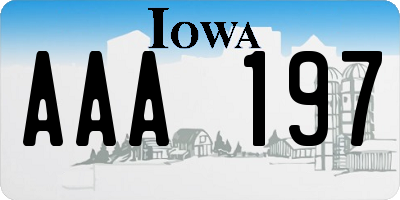 IA license plate AAA197