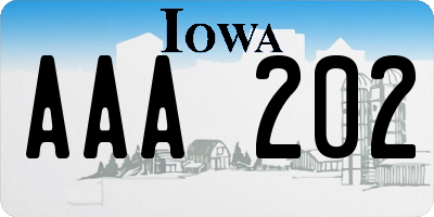 IA license plate AAA202