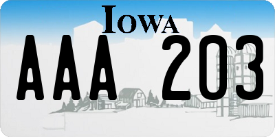 IA license plate AAA203