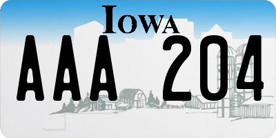 IA license plate AAA204
