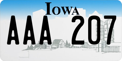 IA license plate AAA207