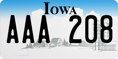 IA license plate AAA208