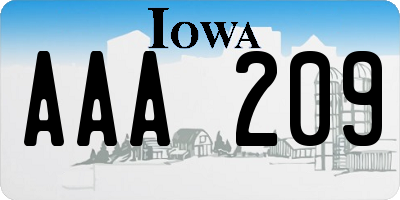 IA license plate AAA209