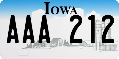 IA license plate AAA212