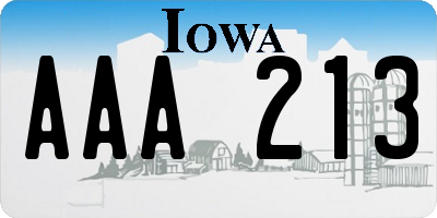 IA license plate AAA213