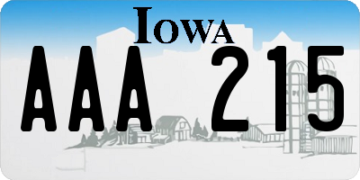 IA license plate AAA215