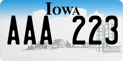 IA license plate AAA223