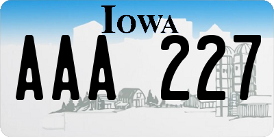 IA license plate AAA227