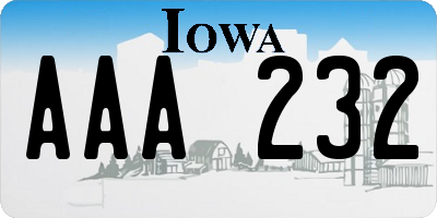 IA license plate AAA232