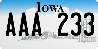 IA license plate AAA233