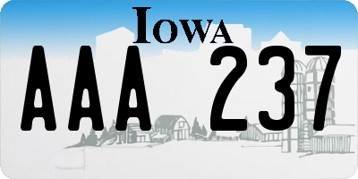 IA license plate AAA237