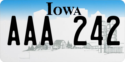 IA license plate AAA242