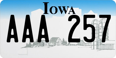 IA license plate AAA257