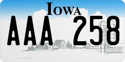 IA license plate AAA258