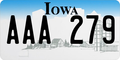 IA license plate AAA279