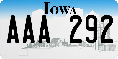 IA license plate AAA292