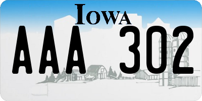 IA license plate AAA302