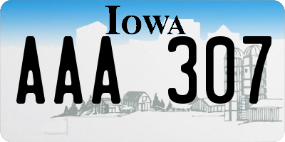 IA license plate AAA307