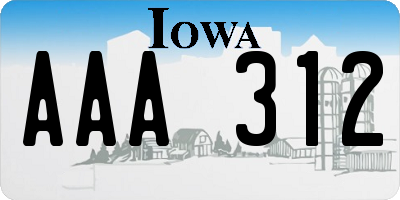 IA license plate AAA312