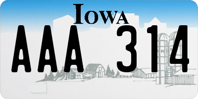 IA license plate AAA314