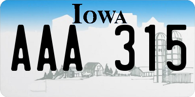 IA license plate AAA315