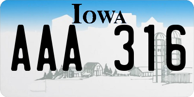 IA license plate AAA316