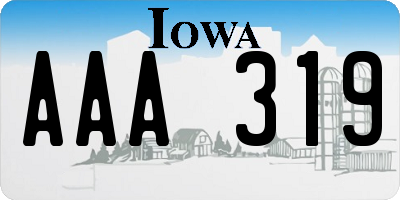 IA license plate AAA319