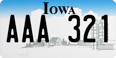 IA license plate AAA321