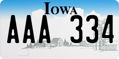 IA license plate AAA334