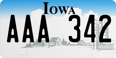 IA license plate AAA342
