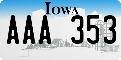 IA license plate AAA353