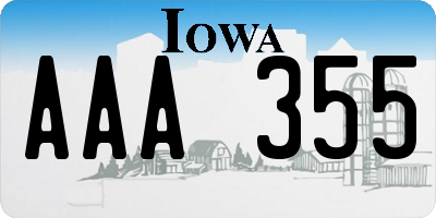 IA license plate AAA355