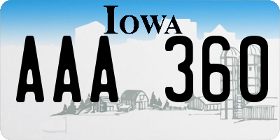 IA license plate AAA360