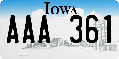 IA license plate AAA361