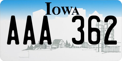 IA license plate AAA362