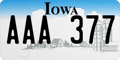 IA license plate AAA377