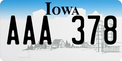 IA license plate AAA378
