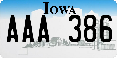 IA license plate AAA386