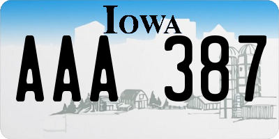 IA license plate AAA387