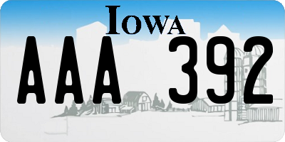 IA license plate AAA392