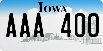 IA license plate AAA400