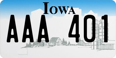 IA license plate AAA401