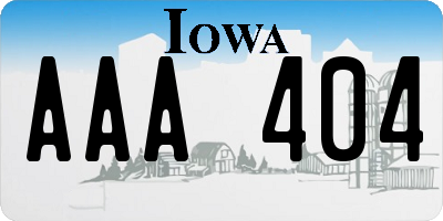 IA license plate AAA404