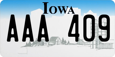 IA license plate AAA409