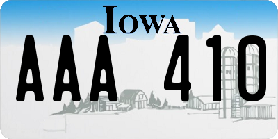 IA license plate AAA410