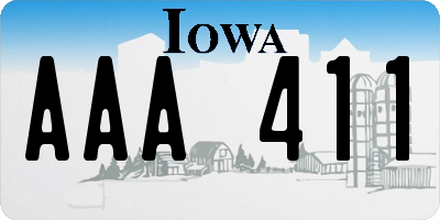 IA license plate AAA411