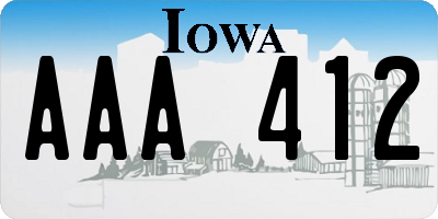 IA license plate AAA412