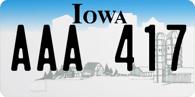 IA license plate AAA417